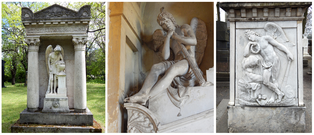 three images of the 'Genius of Death' motif