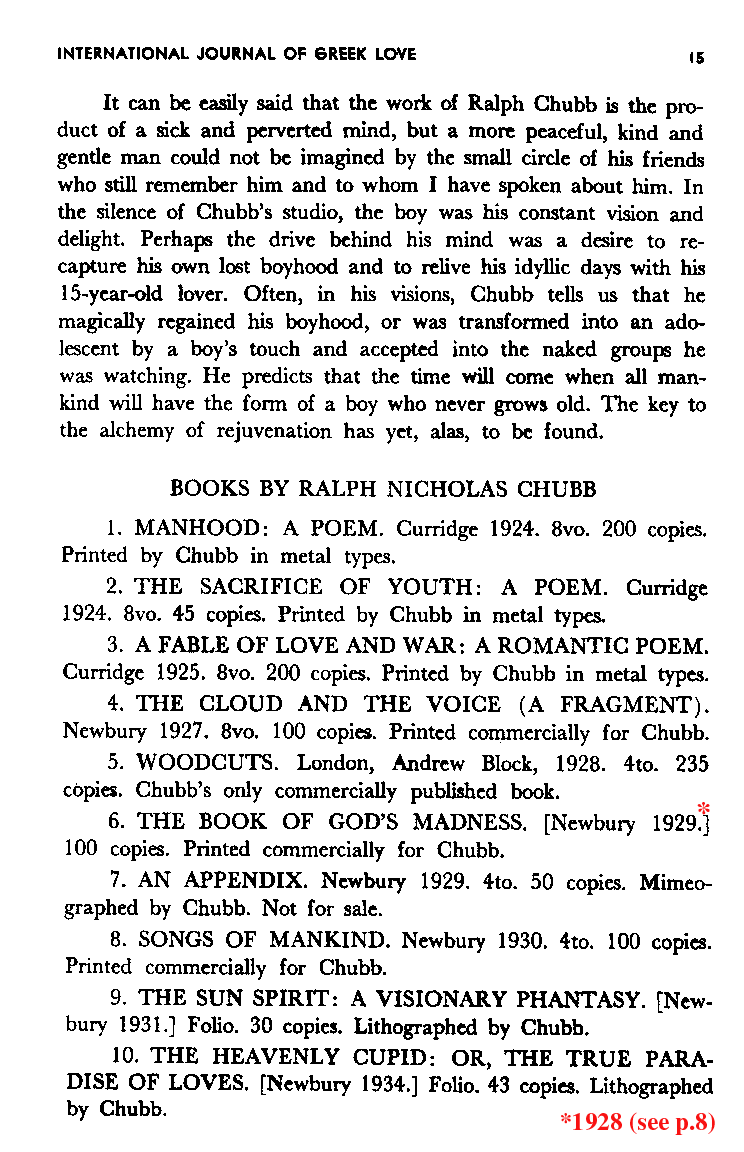 International Journal of Greek Love, Vol.1 No.1, 1965, page 15