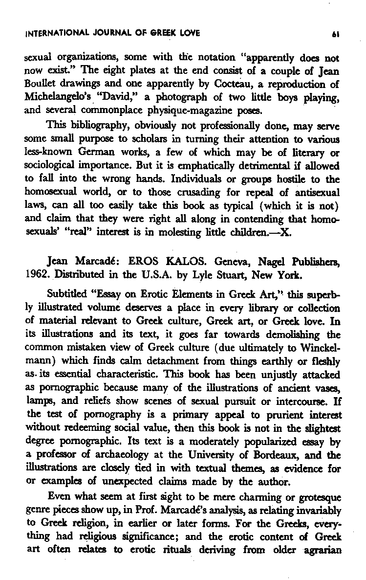 International Journal of Greek Love, Vol.1 No.1, 1965, page 61