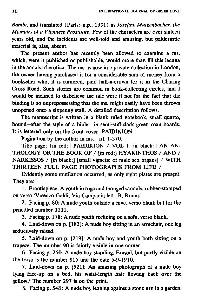 International Journal of Greek Love, Vol.1 No.2, 1966, page 30