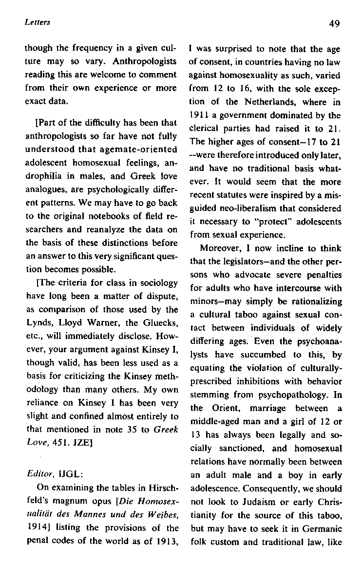 International Journal of Greek Love, Vol.1 No.2, 1966, page 49