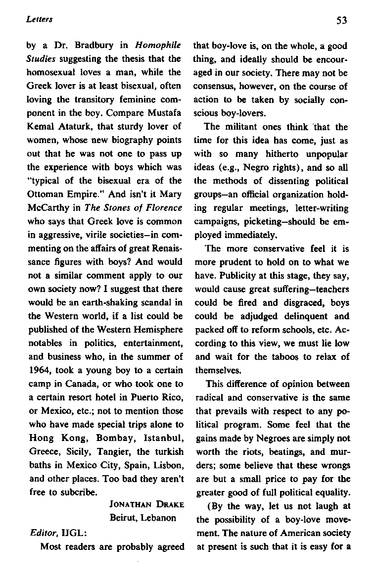 International Journal of Greek Love, Vol.1 No.2, 1966, page 53