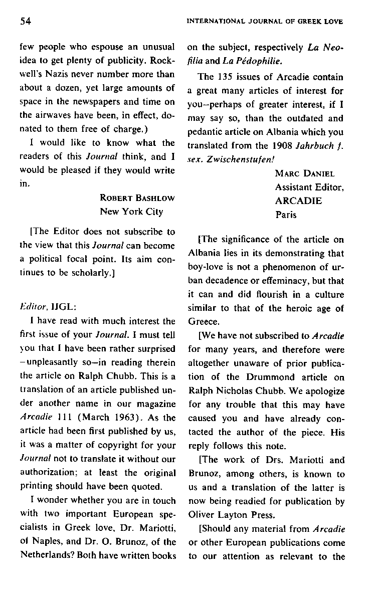 International Journal of Greek Love, Vol.1 No.2, 1966, page 54