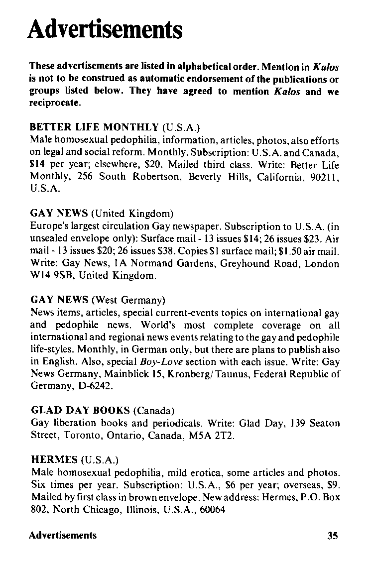 Kalos - On Greek Love, Vol.1 No.1, 1976, page 35