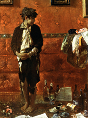 Antonio Mancini: Lo Scugnizzo su Fondo Rosso - Fremiti di Desiderio