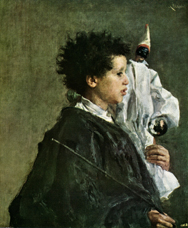 Antonio Mancini: Luigiello con Pulcinella