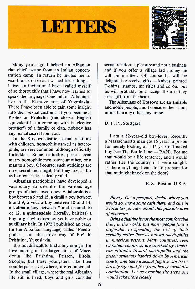 PAN - A Magazine About Boy-Love, Number 1 [Vol.1 No.1], June 1979, page 19