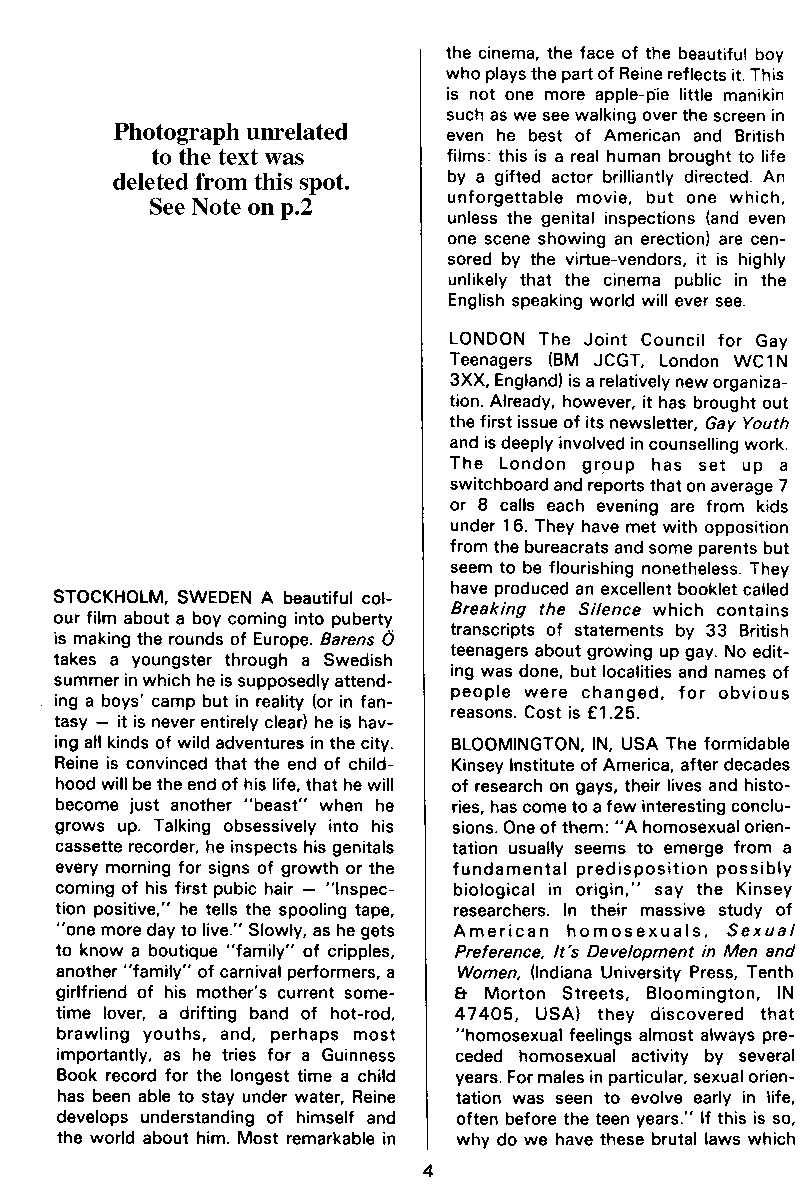 PAN - A Magazine About Boy-Love, Number 10, December 1981, page 4