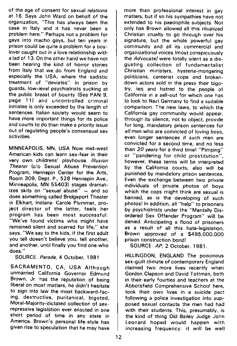 PAN - A Magazine About Boy-Love, Number 10, December 1981, page 12