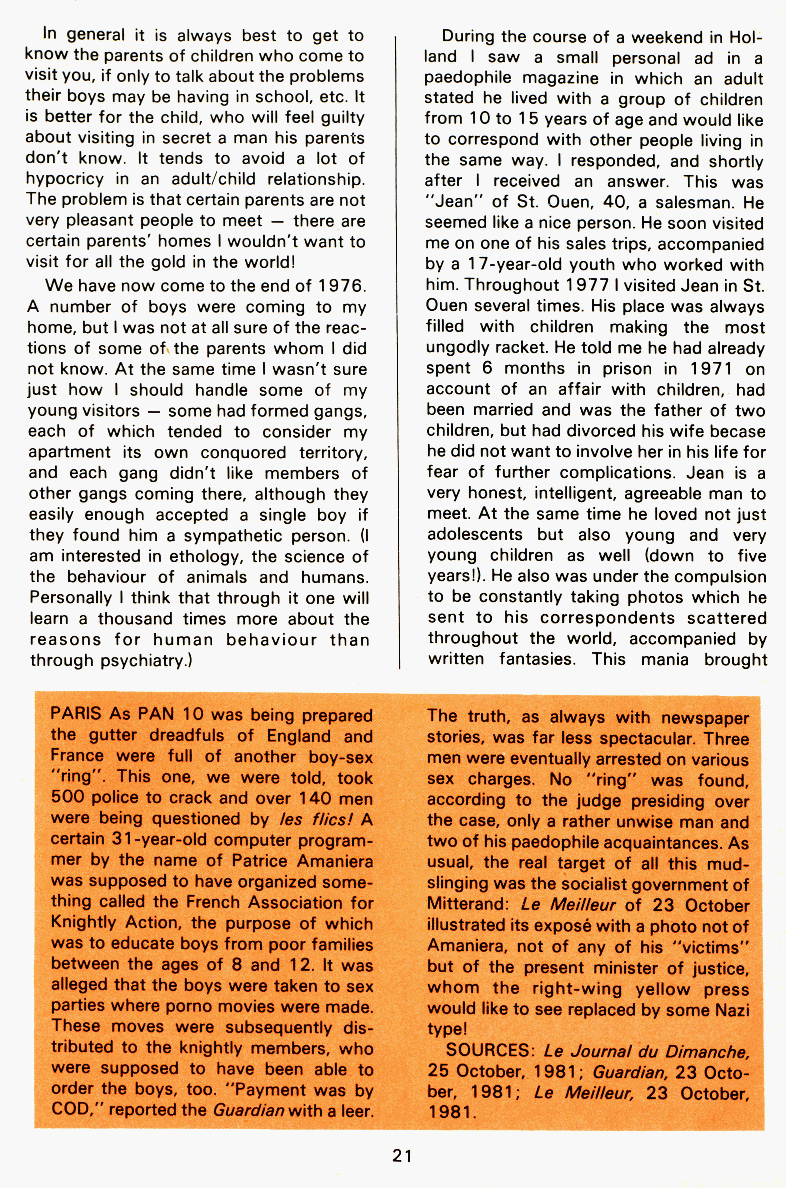 PAN - A Magazine About Boy-Love, Number 10, December 1981, page 21