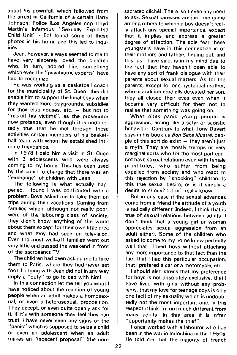 PAN - A Magazine About Boy-Love, Number 10, December 1981, page 22