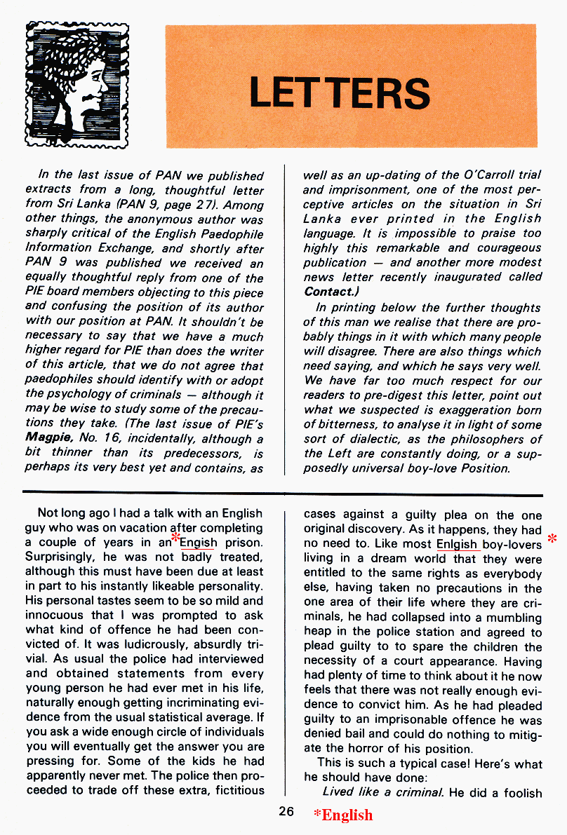PAN - A Magazine About Boy-Love, Number 10, December 1981, page 26