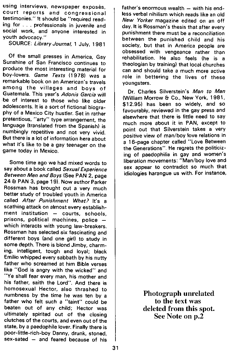 PAN - A Magazine About Boy-Love, Number 10, December 1981, page 31