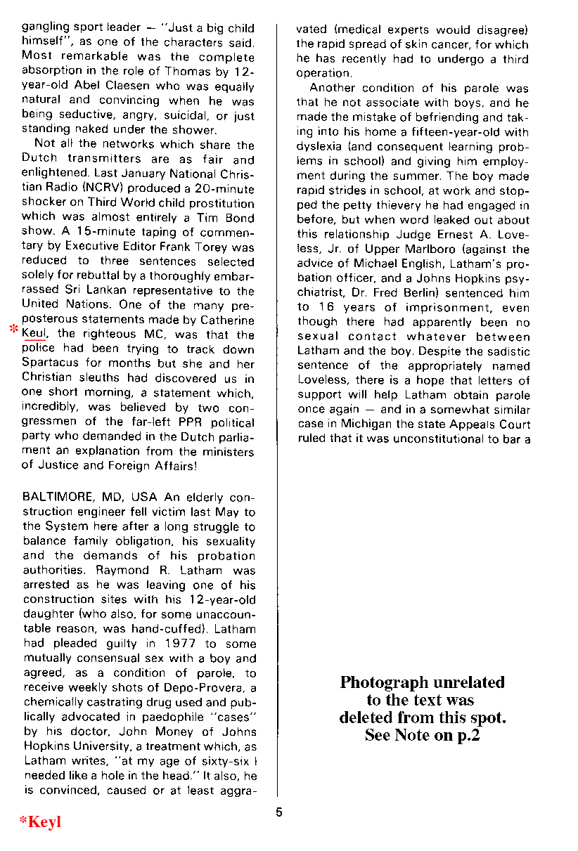 PAN - A Magazine About Boy-Love, Number 11, March 1982, page 5