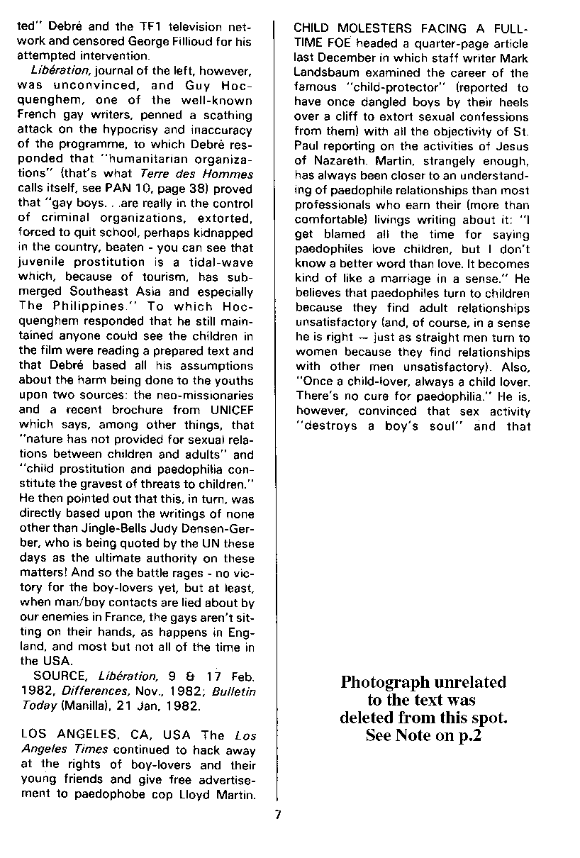 PAN - A Magazine About Boy-Love, Number 11, March 1982, page 7