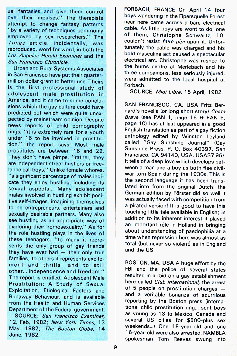 PAN - A Magazine About Boy-Love, Number 12, July 1982, page 9