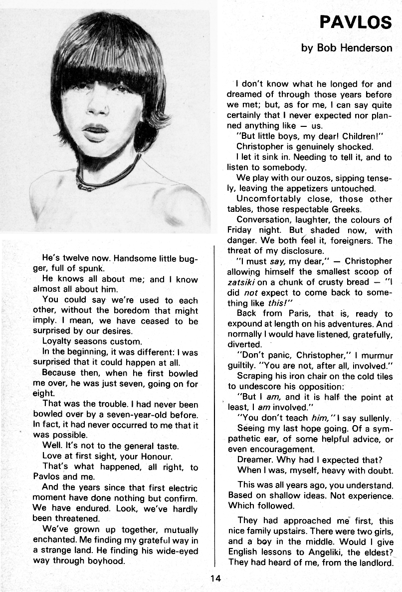 PAN - A Magazine About Boy-Love, Number 12, July 1982, page 14