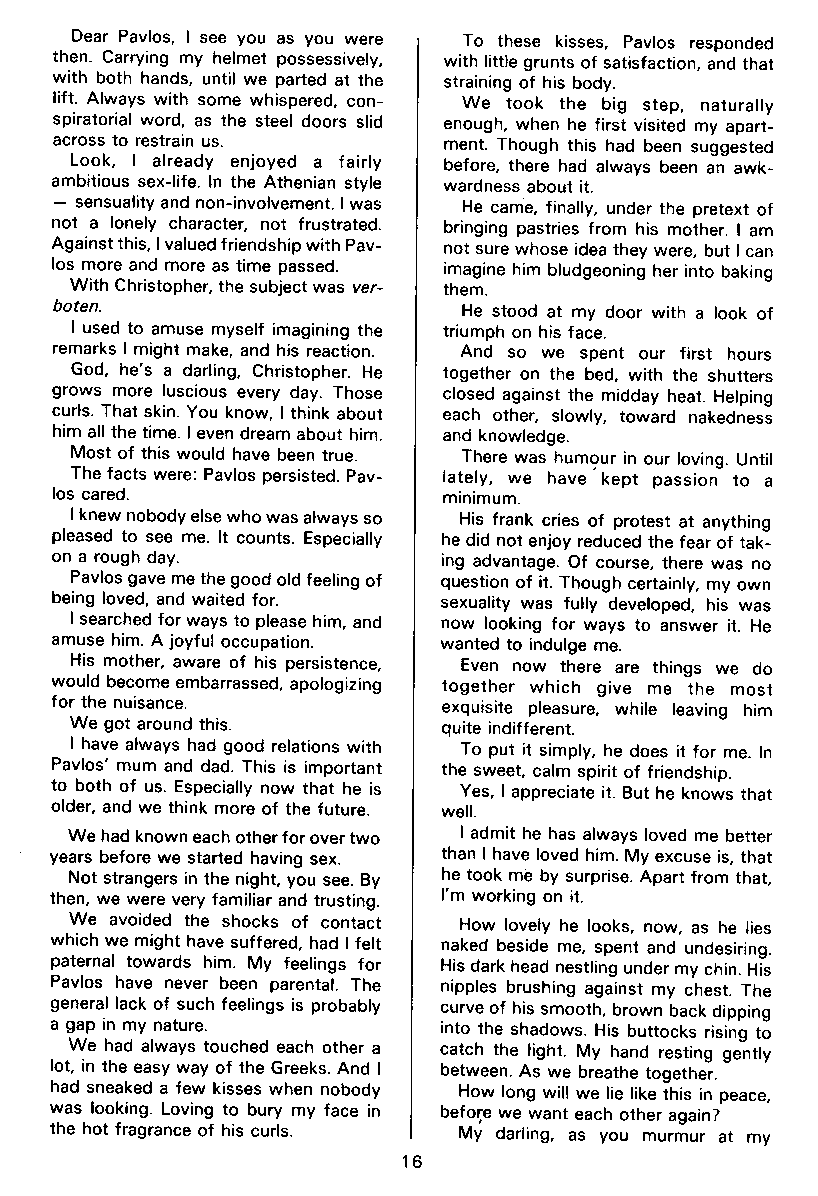 PAN - A Magazine About Boy-Love, Number 12, July 1982, page 16