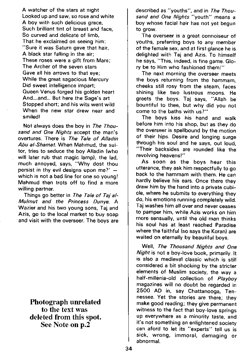 PAN - A Magazine About Boy-Love, Number 12, July 1982, page 34