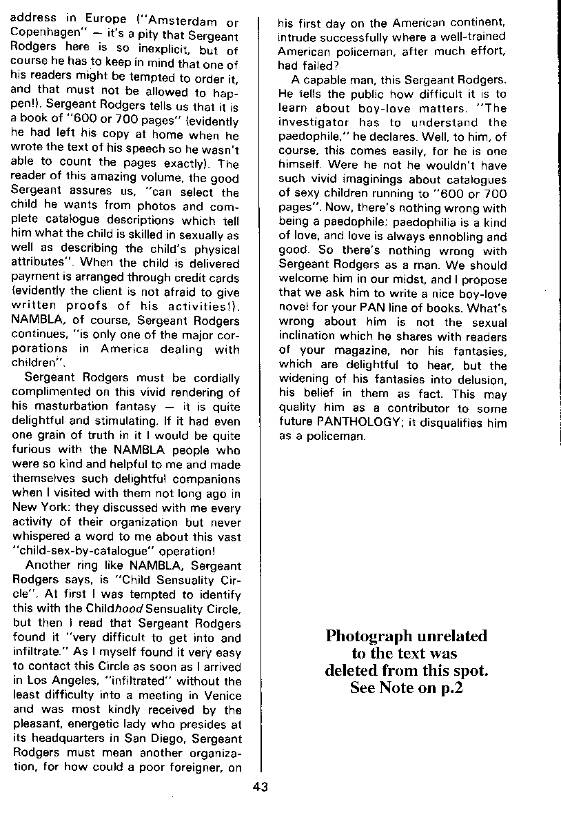 PAN - A Magazine About Boy-Love, Number 12, July 1982, page 43