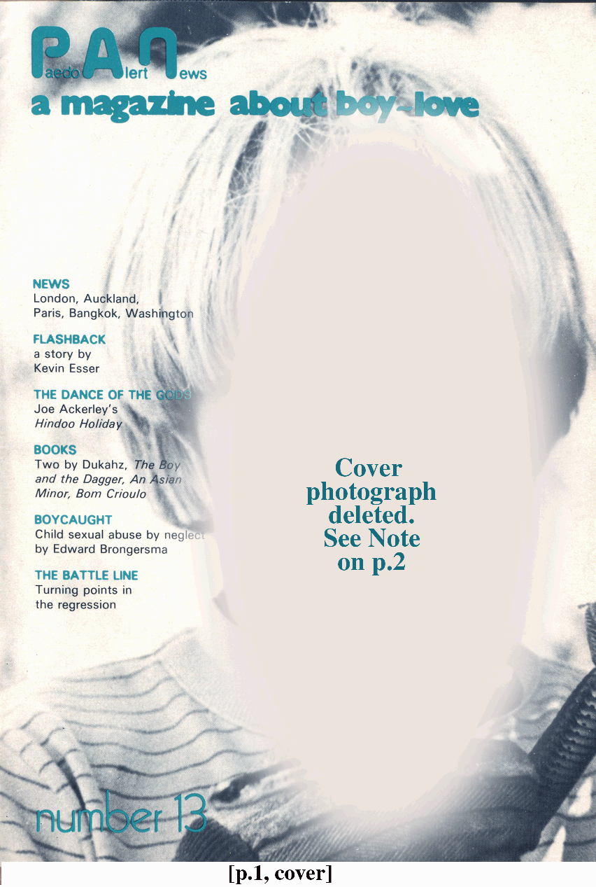 P.A.N. - Paedo Alert News, Number 13, October 1982, page 1