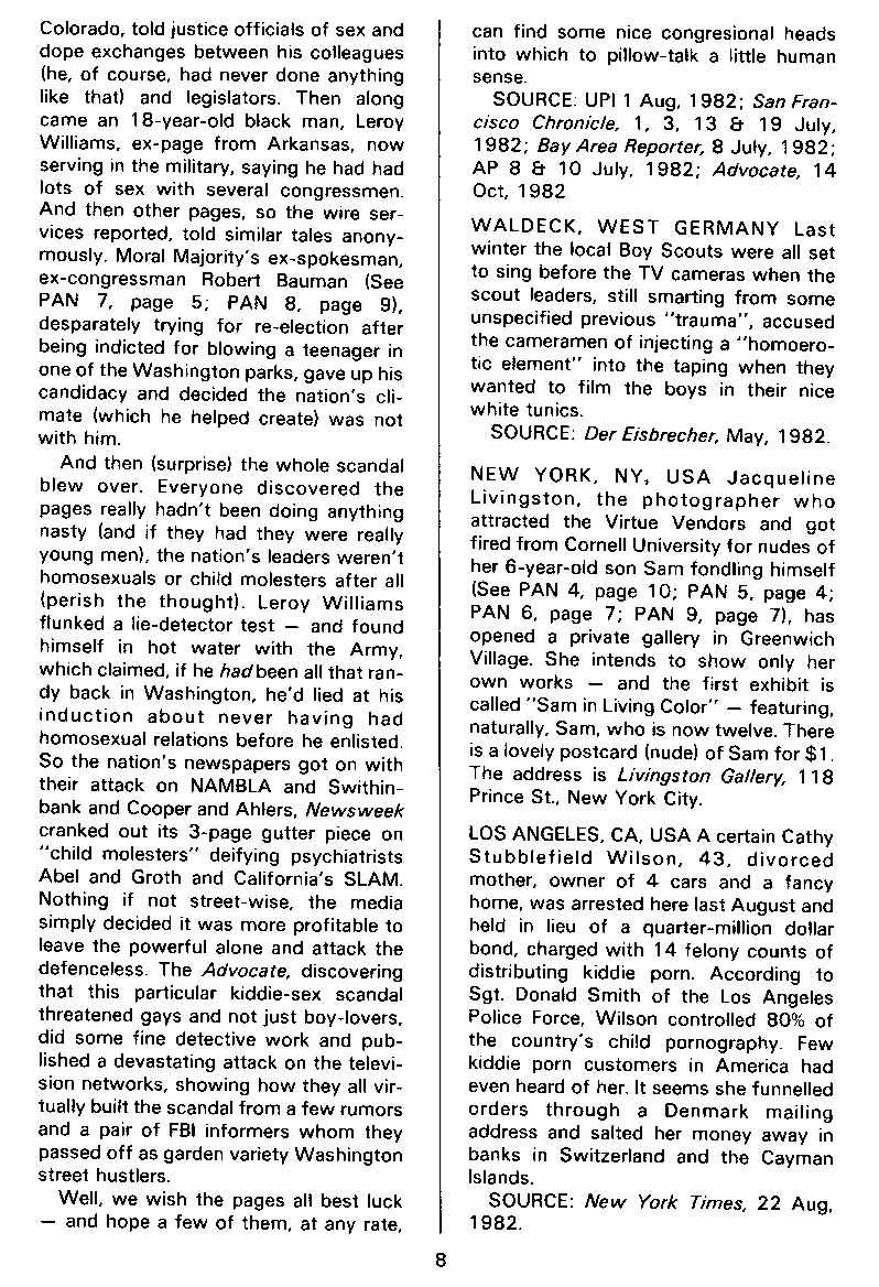 P.A.N. - Paedo Alert News, Number 13, October 1982, page 8