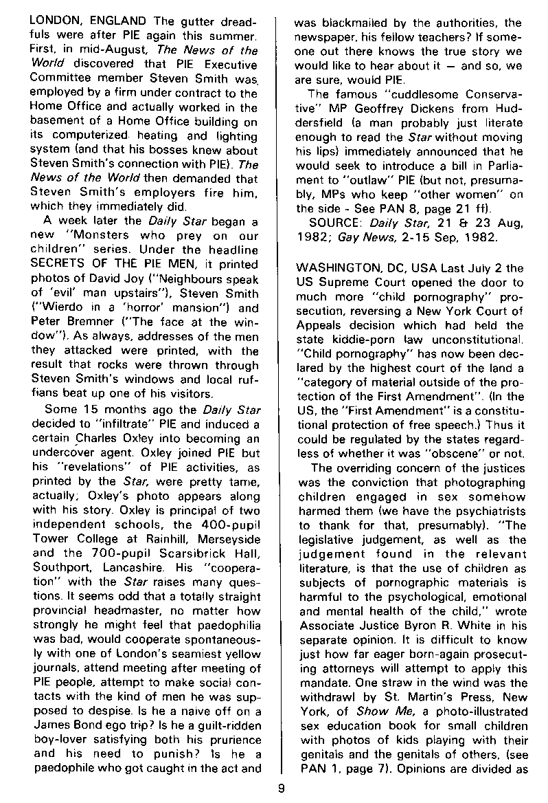 P.A.N. - Paedo Alert News, Number 13, October 1982, page 9