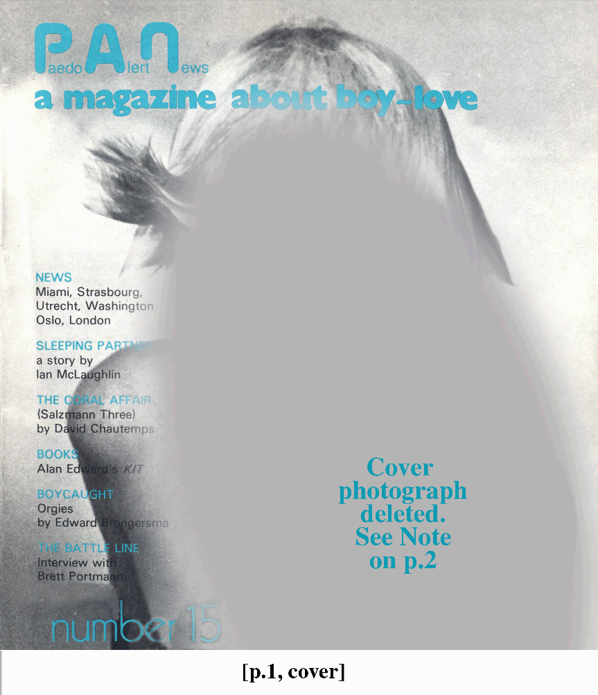 P.A.N. - Paedo Alert News, Number 15, March 1983, page 1