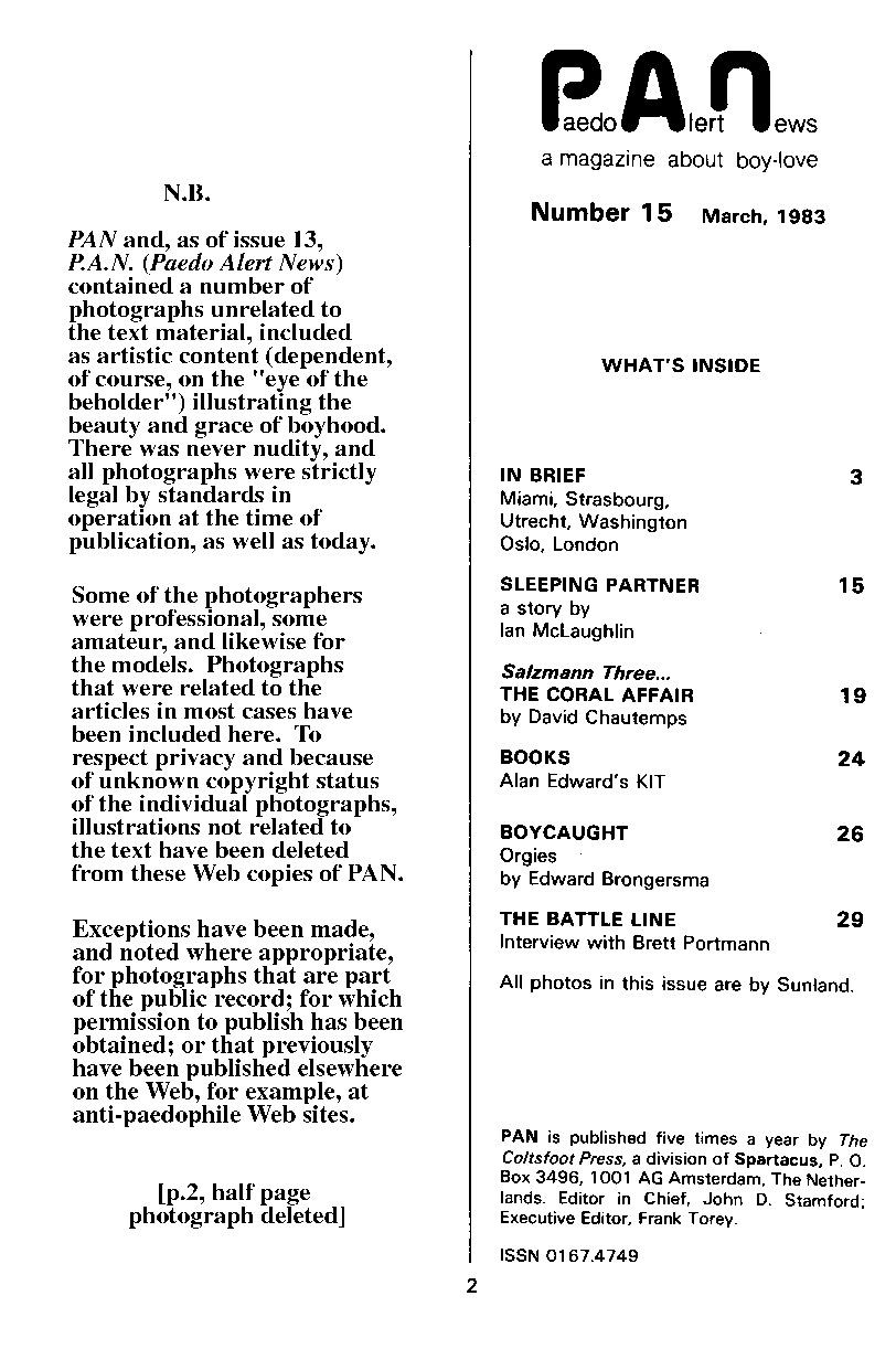 P.A.N. - Paedo Alert News, Number 15, March 1983, page 2