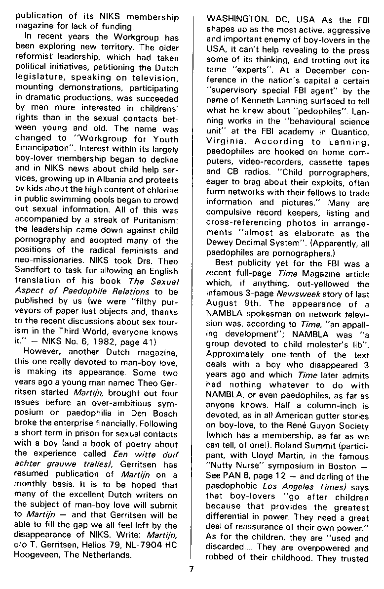 P.A.N. - Paedo Alert News, Number 15, March 1983, page 7