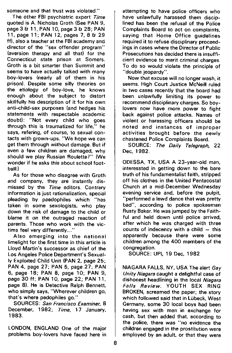 P.A.N. - Paedo Alert News, Number 15, March 1983, page 8