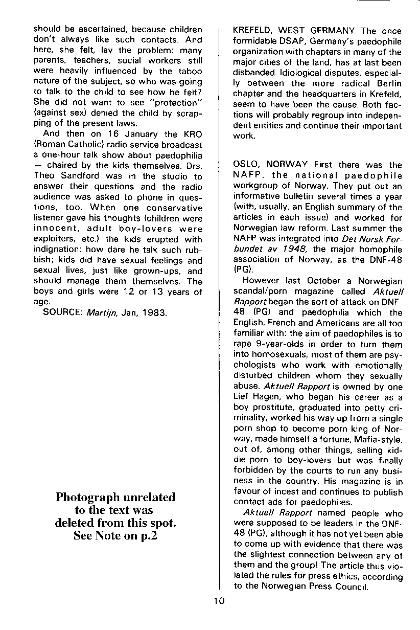 P.A.N. - Paedo Alert News, Number 15, March 1983, page 10