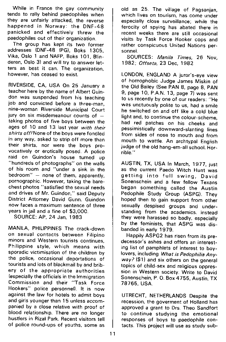 P.A.N. - Paedo Alert News, Number 15, March 1983, page 11