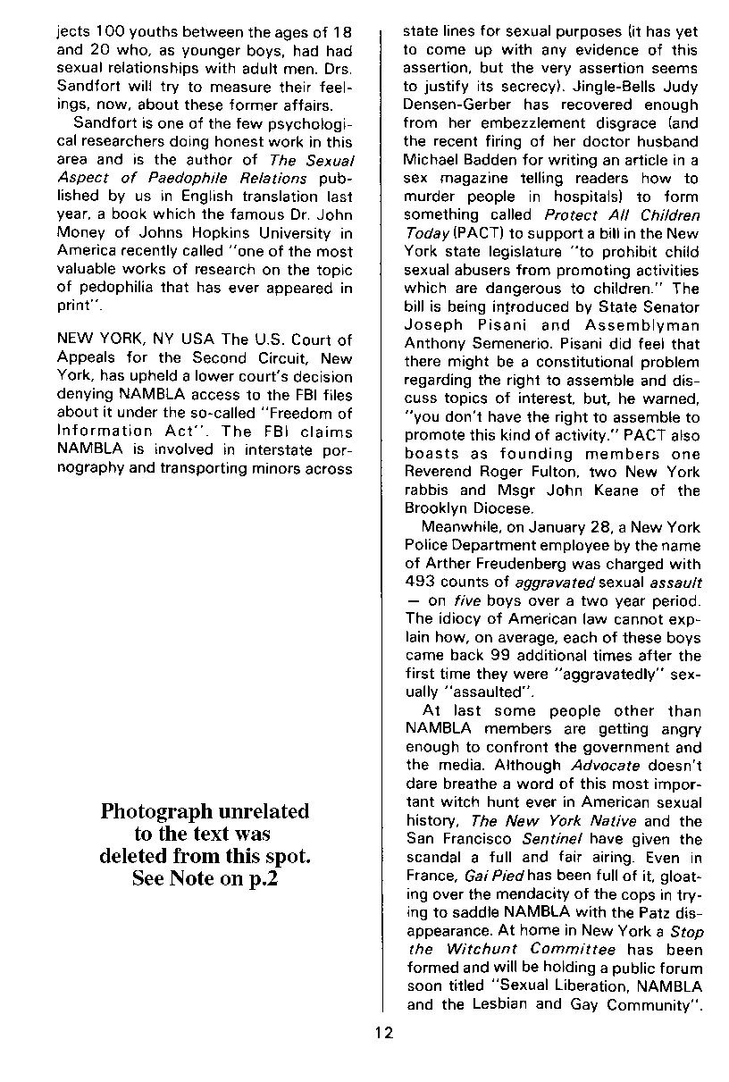 P.A.N. - Paedo Alert News, Number 15, March 1983, page 12