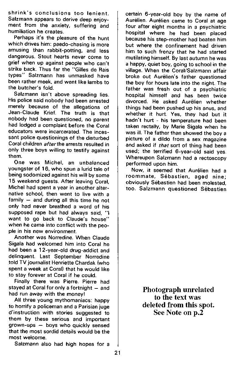 P.A.N. - Paedo Alert News, Number 15, March 1983, page 21