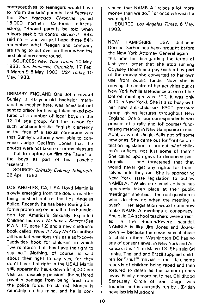 P.A.N. - Paedo Alert News, Number 16, July 1983, page 10