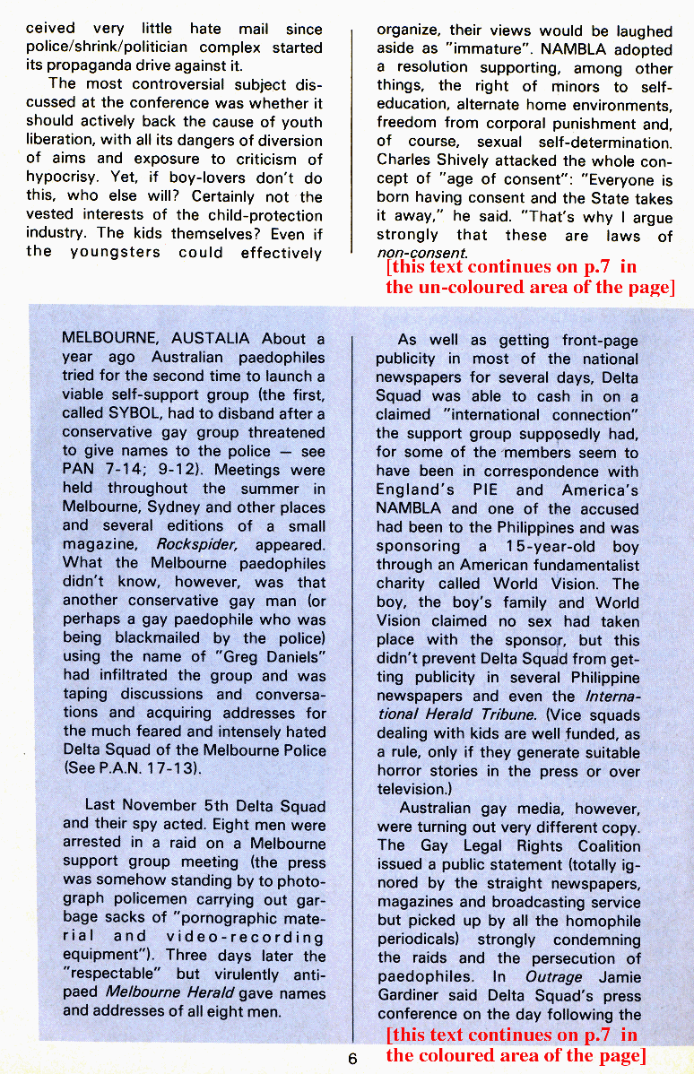 P.A.N. - Paedo Alert News, Number 18, May 1984, page 6