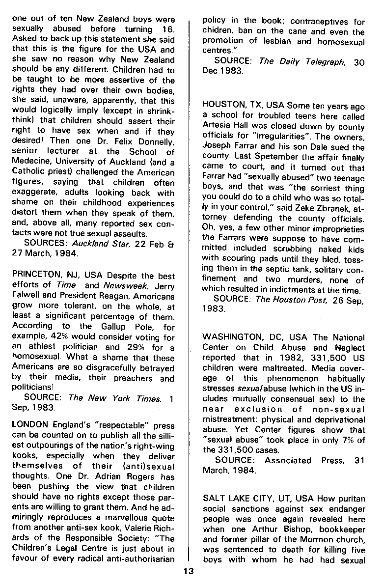 P.A.N. - Paedo Alert News, Number 18, May 1984, page 13
