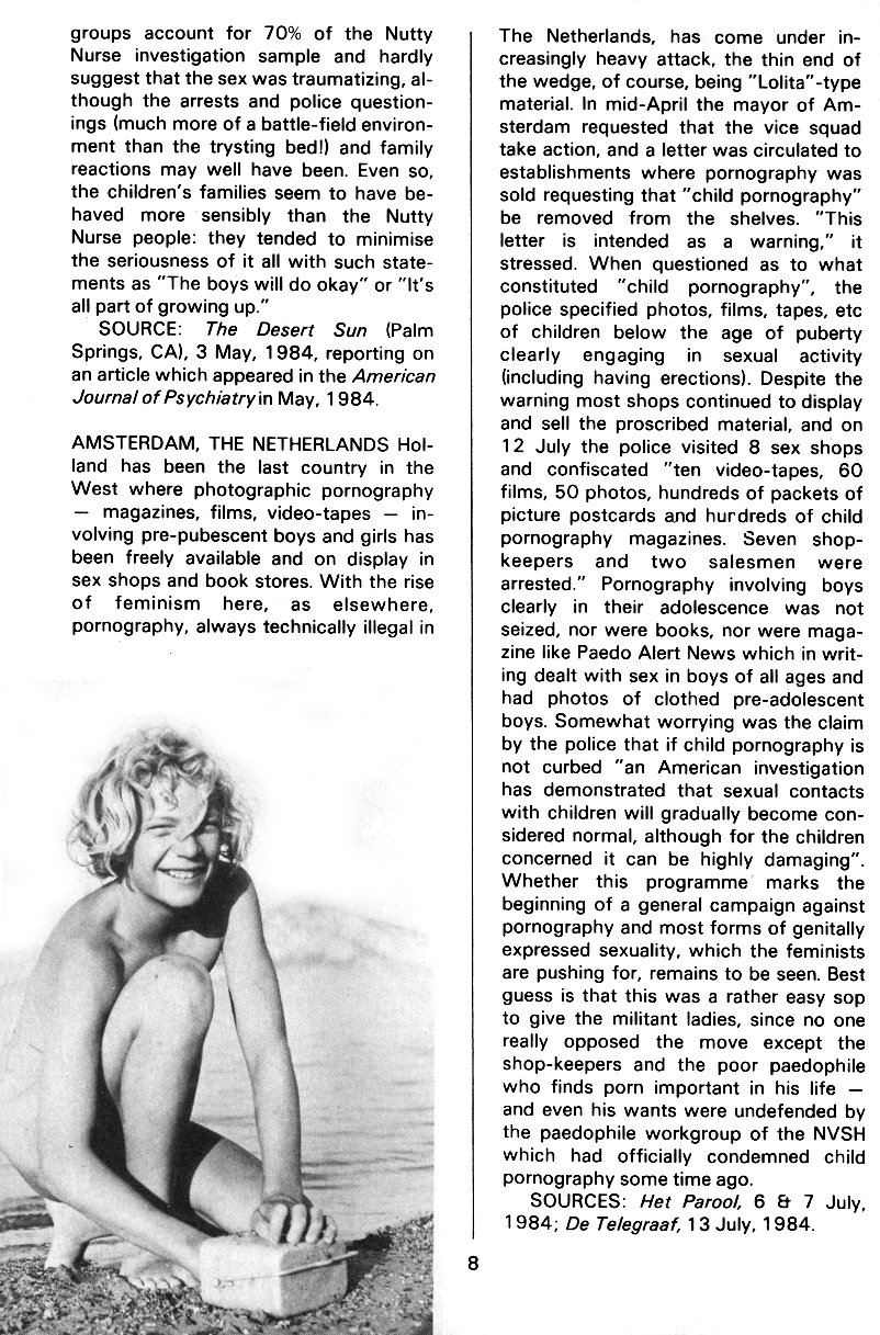 P.A.N. - Paedo Alert News, Number 19, July 1984, page 8