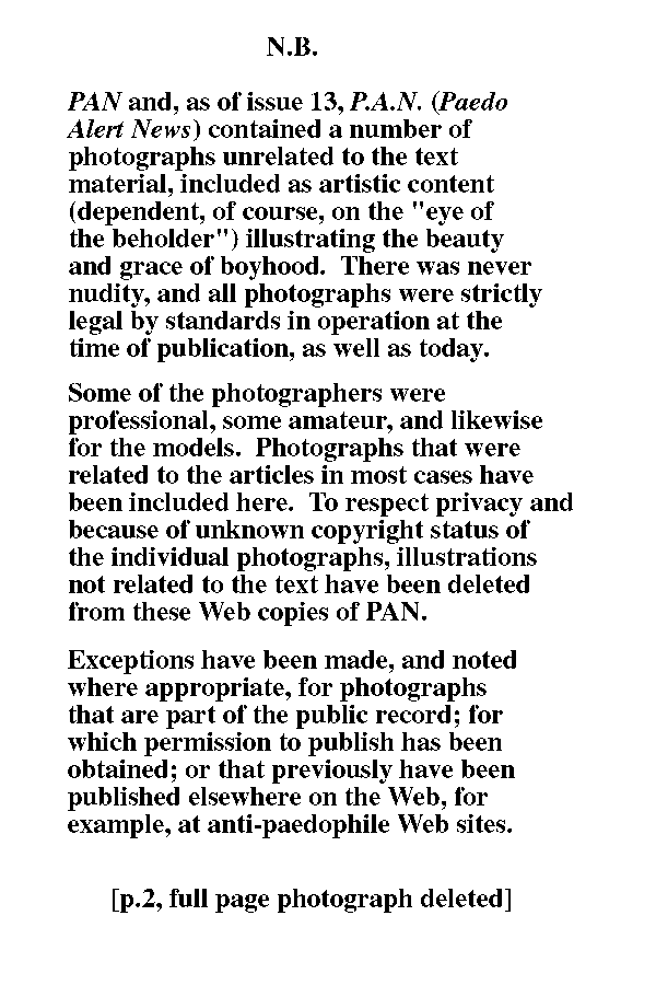 PAN - A Magazine About Boy-Love, Number 2 [Vol.1 No.2], August 1979, page 2