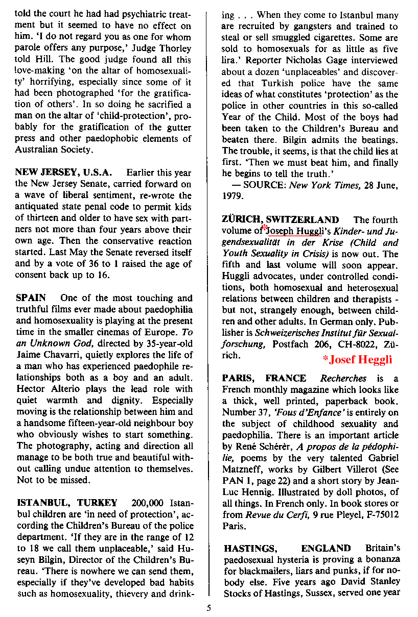 PAN - A Magazine About Boy-Love, Number 2 [Vol.1 No.2], August 1979, page 5