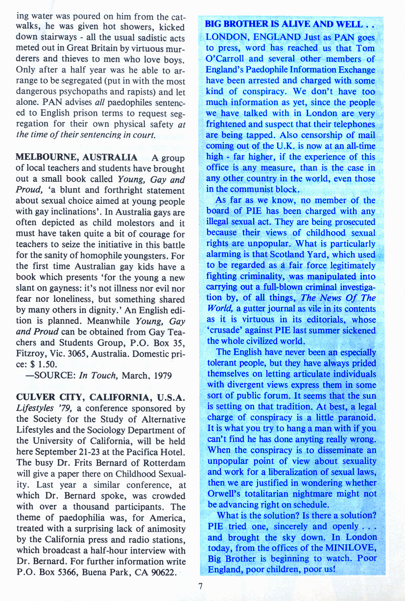 PAN - A Magazine About Boy-Love, Number 2 [Vol.1 No.2], August 1979, page 7
