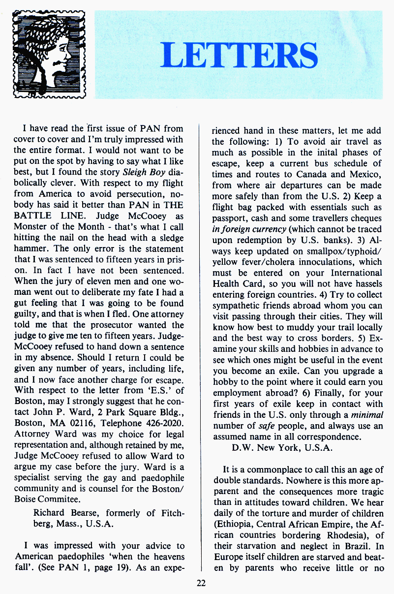 PAN - A Magazine About Boy-Love, Number 2 [Vol.1 No.2], August 1979, page 22