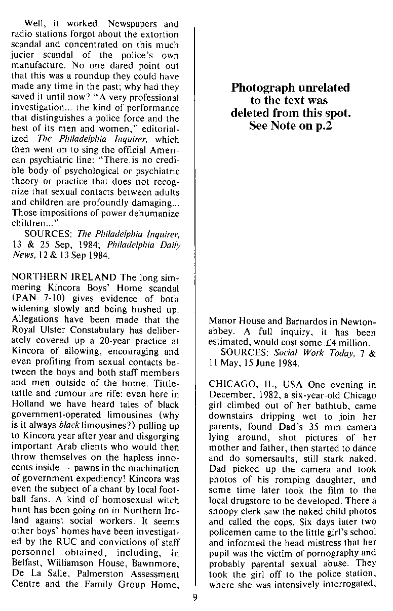 P.A.N. - Paedo Alert News, Number 20, October 1984, page 9