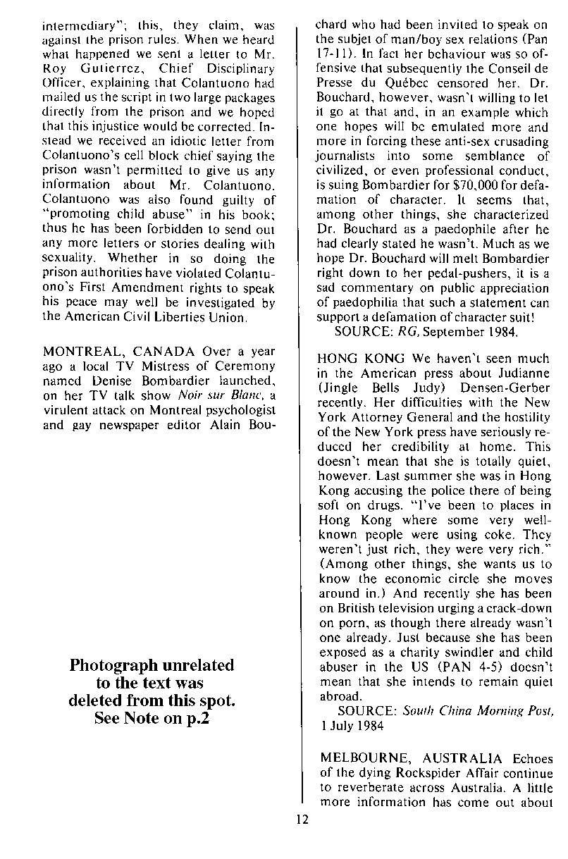 P.A.N. - Paedo Alert News, Number 20, October 1984, page 12