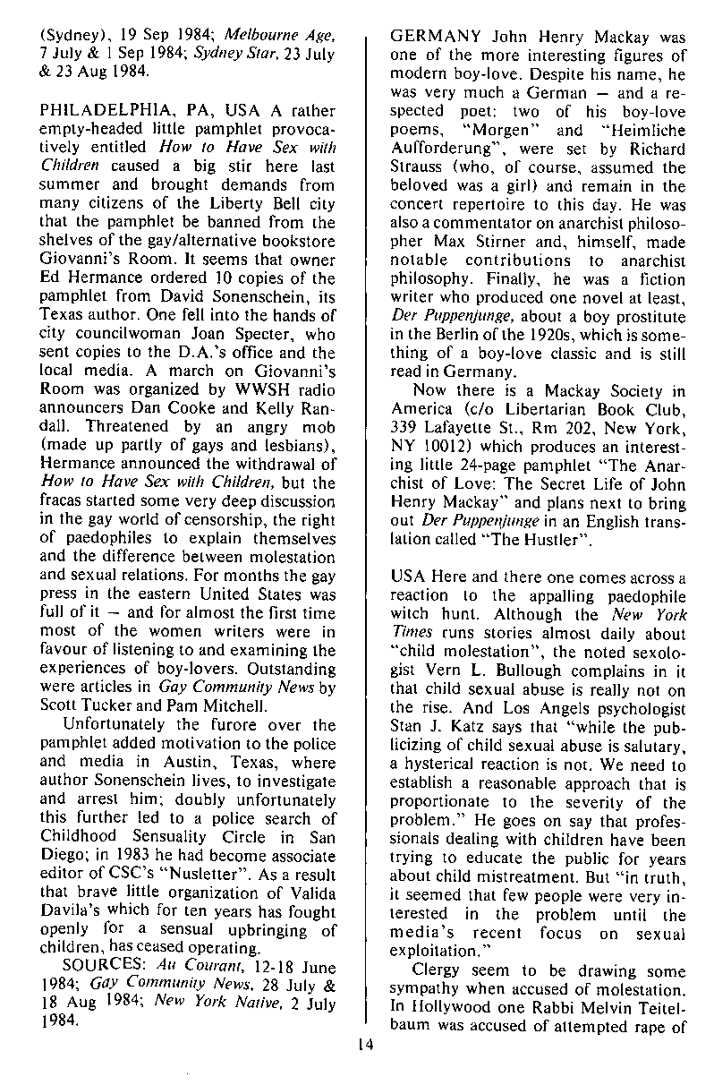 P.A.N. - Paedo Alert News, Number 20, October 1984, page 14