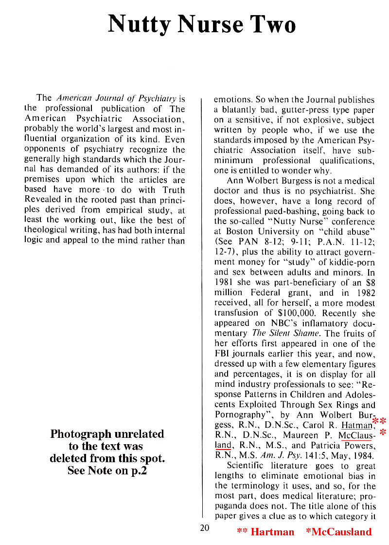 P.A.N. - Paedo Alert News, Number 20, October 1984, page 20