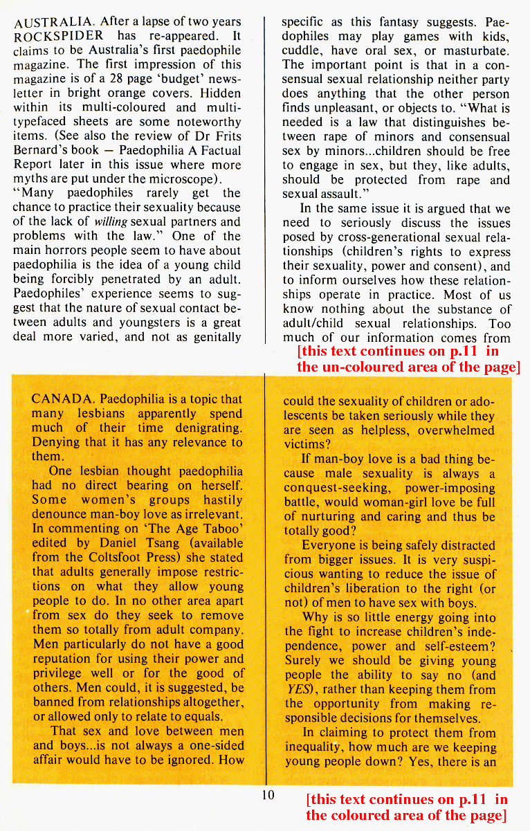 P.A.N. - Paedo Alert News, Number 21, December 1985, page 10