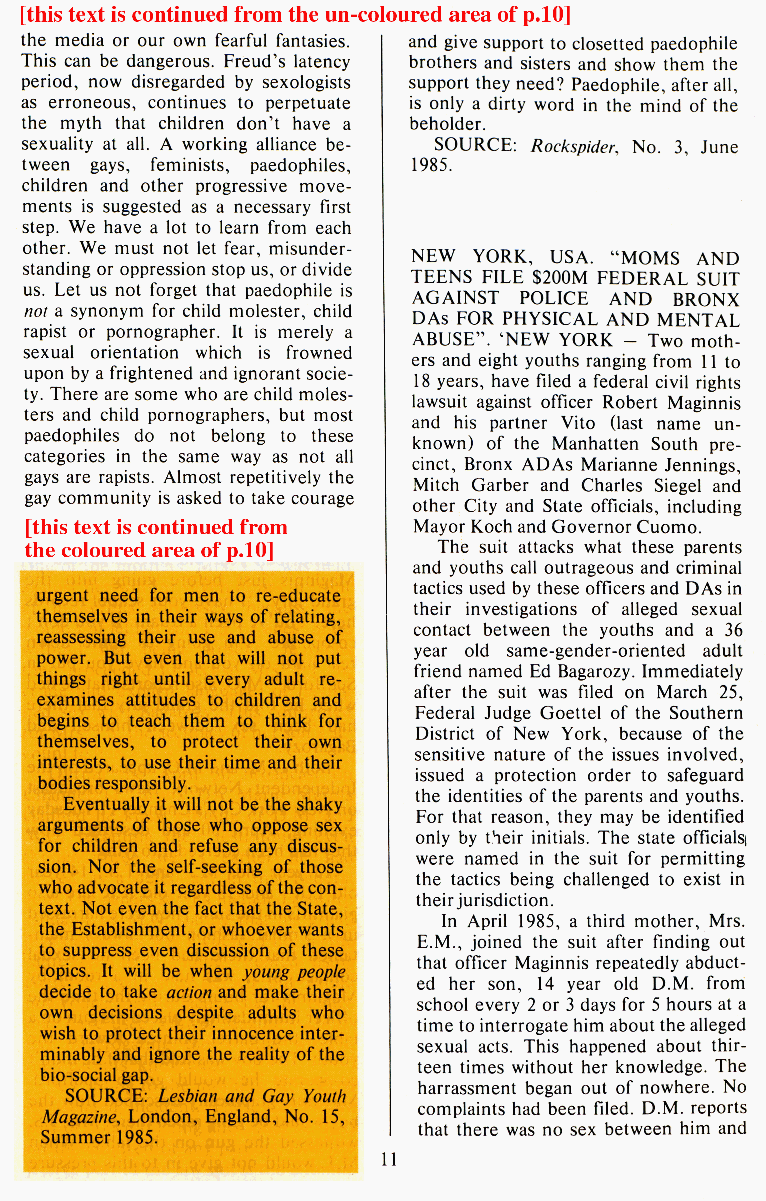 P.A.N. - Paedo Alert News, Number 21, December 1985, page 11