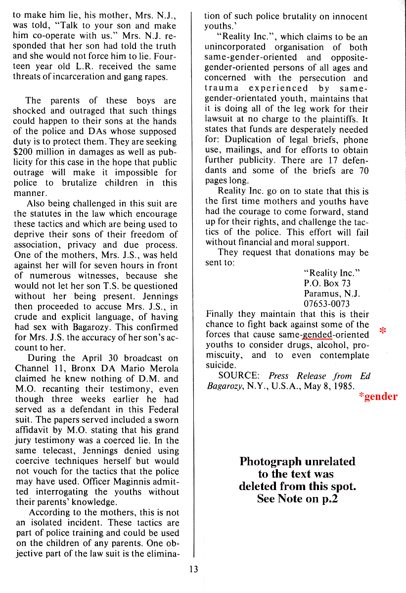 P.A.N. - Paedo Alert News, Number 21, December 1985, page 13